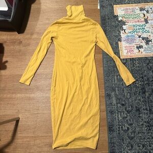 SHEIN Mustard Long Sleeve Turtleneck Dress